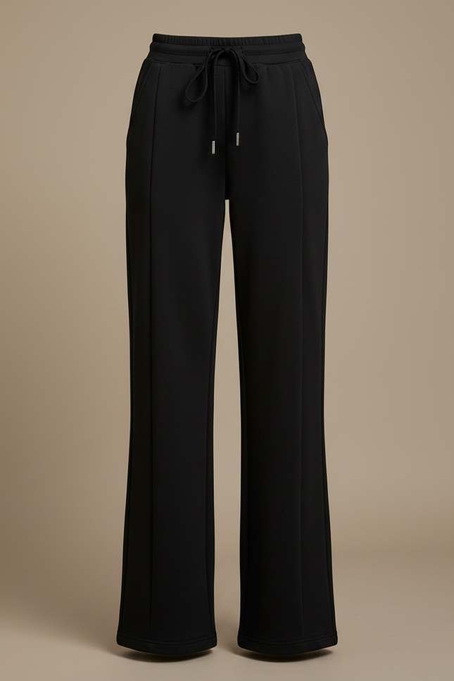 Pantalon Patte D'Éléphant Noir Élastique Large Taille Haute - Molleton - vue 3