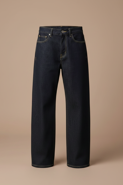 Pantalon Patte D'Éléphant Jean Brut Ample Enfant - Marine - vue 3