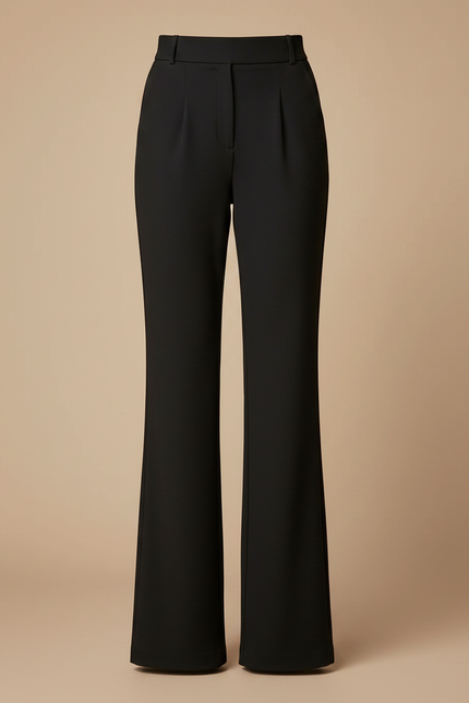 Pantalon Patte D'Éléphant Noir Taille Haute Fluide Élégant - Gabardine - vue 3
