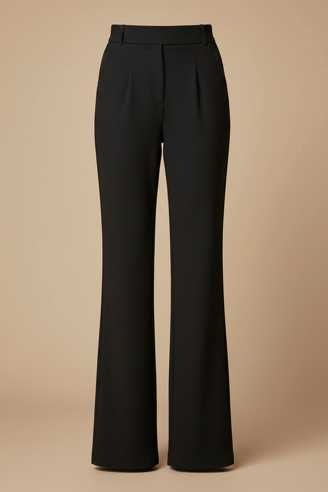 Pantalon Patte D'Éléphant Noir Taille Haute Fluide Élégant - Gabardine - vue 3