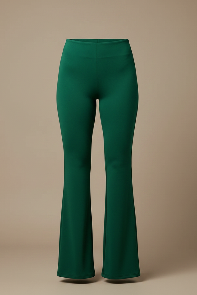 Pantalon Patte D'Éléphant Vert Émeraude Taille Haute Élasthanne - Polyester - vue 3