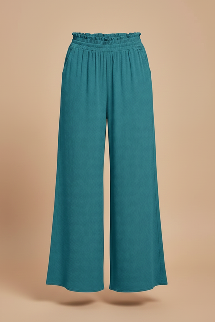 Pantalon Patte D'Éléphant Vert Émeraude Fluide Taille Haute - Viscose - vue 3