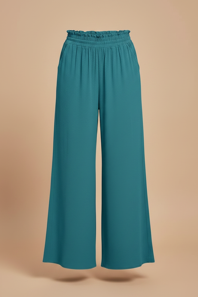 Pantalon Patte D'Éléphant Vert Émeraude Fluide Taille Haute - Viscose - vue 3
