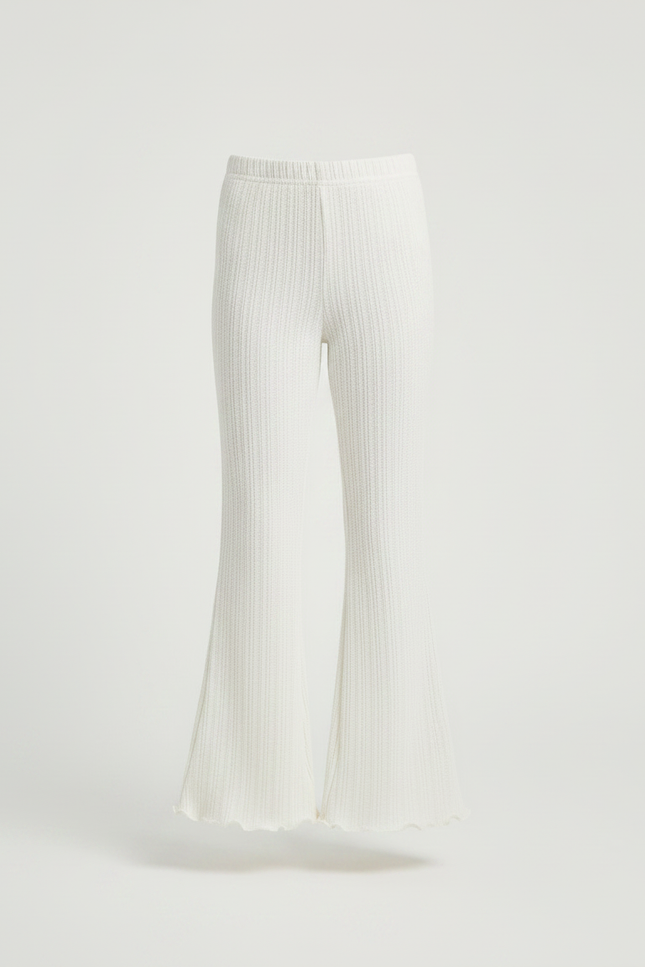 Pantalon Patte D'Éléphant Blanc Côtelé Décontracté Enfant - Maille - vue 3
