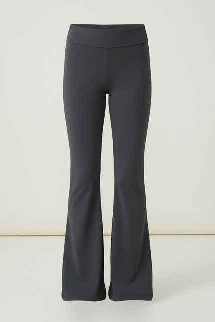 Pantalon Patte D'Éléphant Gris Uni Évasé Confortable Fille - Maille - vue 3