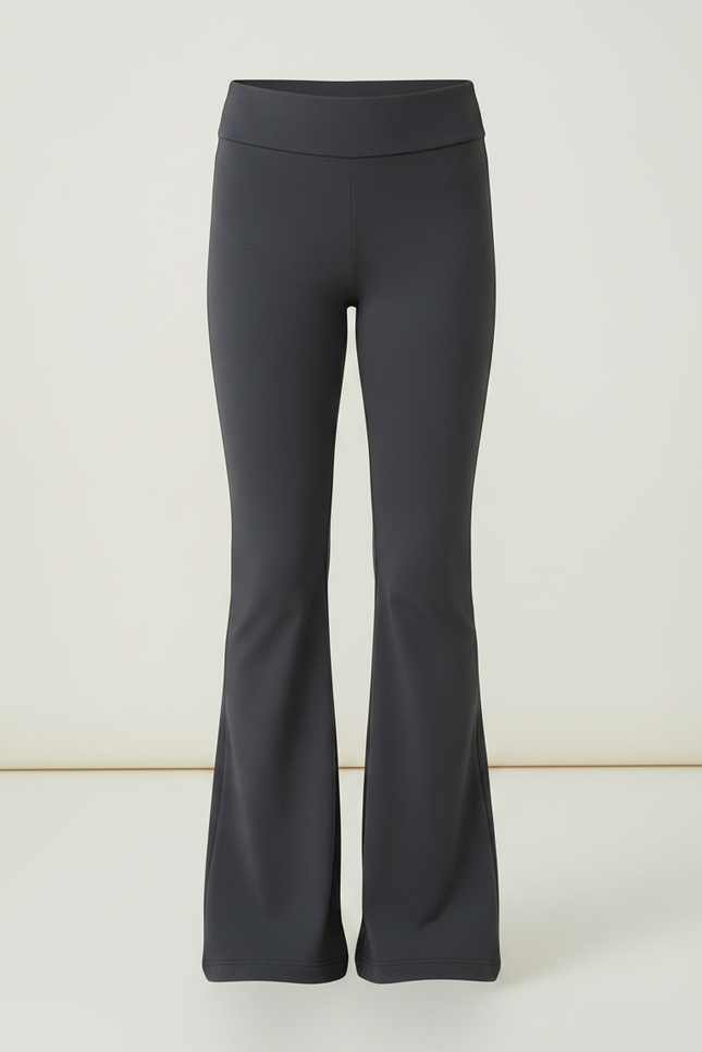 Pantalon Patte D'Éléphant Gris Uni Évasé Confortable Fille - Maille - vue 3