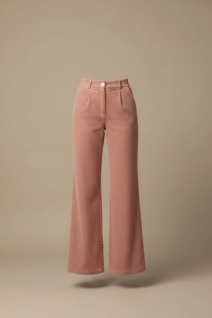 Pantalon Patte D'Éléphant Côtelé Rose Ample Décontracté - Cordé - vue 3