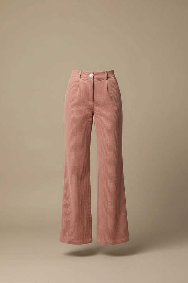 Pantalon Patte D'Éléphant Côtelé Rose Ample Décontracté - Cordé - vue 3