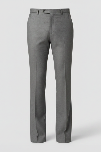 Pantalon Patte D'Éléphant Gris, Laine, Coupe Droite, Élégant - vue 3