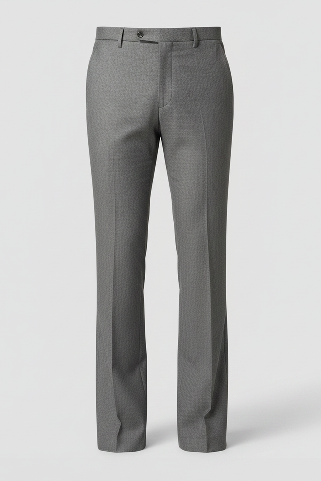Pantalon Patte D'Éléphant Gris, Laine, Coupe Droite, Élégant - vue 3