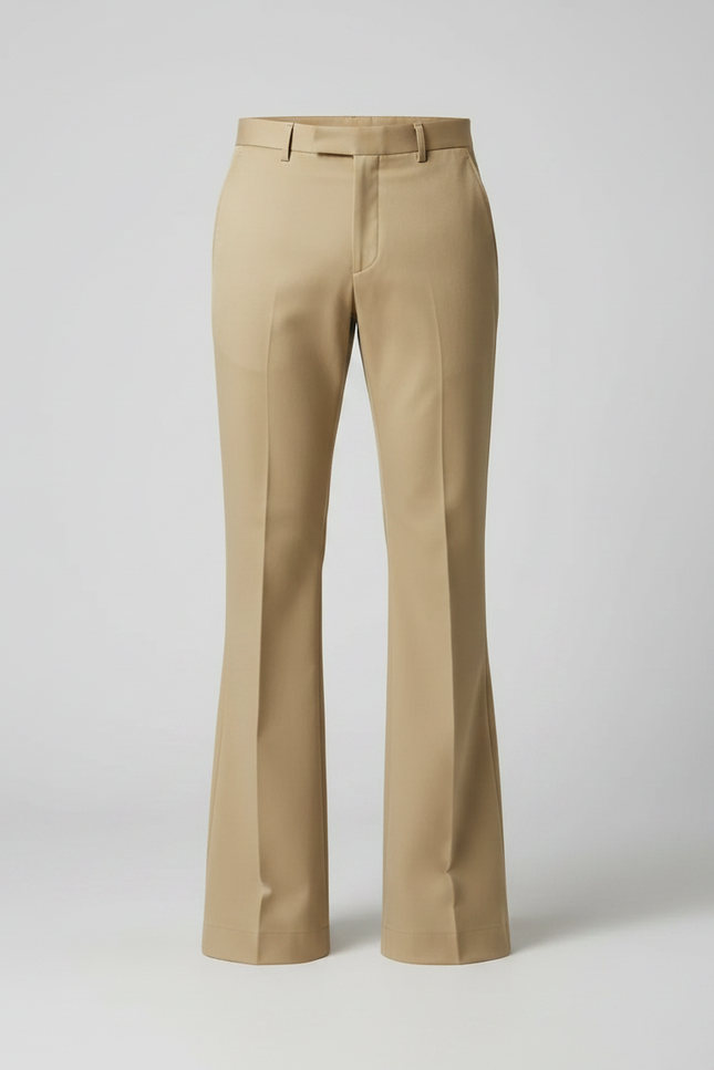 Pantalon Patte D'Éléphant Homme Beige Évasé Élégant Décontracté - Gabardine - vue 3