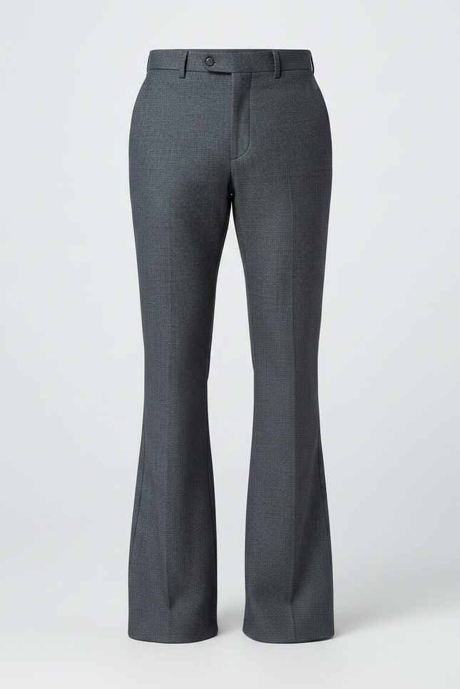 Pantalon Patte D'Éléphant Homme Gris Formel Évasé Élégant - Laine - vue 3