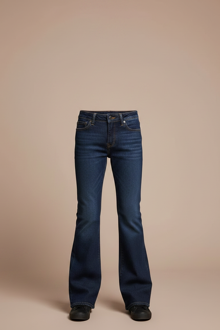 Pantalon Patte D'Éléphant Jean Bleu Coupe Évasée Garçon - Marine - vue 3