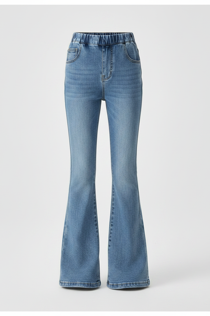 Pantalon Patte D'Éléphant Jean Bleu Évasé Décontracté Fille - vue 3