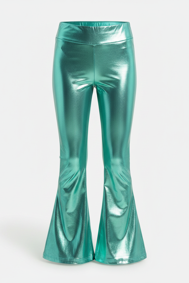 Pantalon Patte D'Éléphant Vert Métallique Brillant Évasé Enfant - Polyester - vue 3