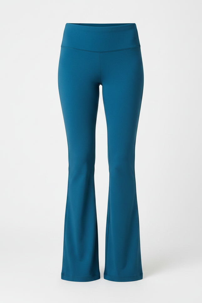 Pantalon Patte D'Éléphant Bleu Canard Taille Haute Évasé - Maille - vue 3