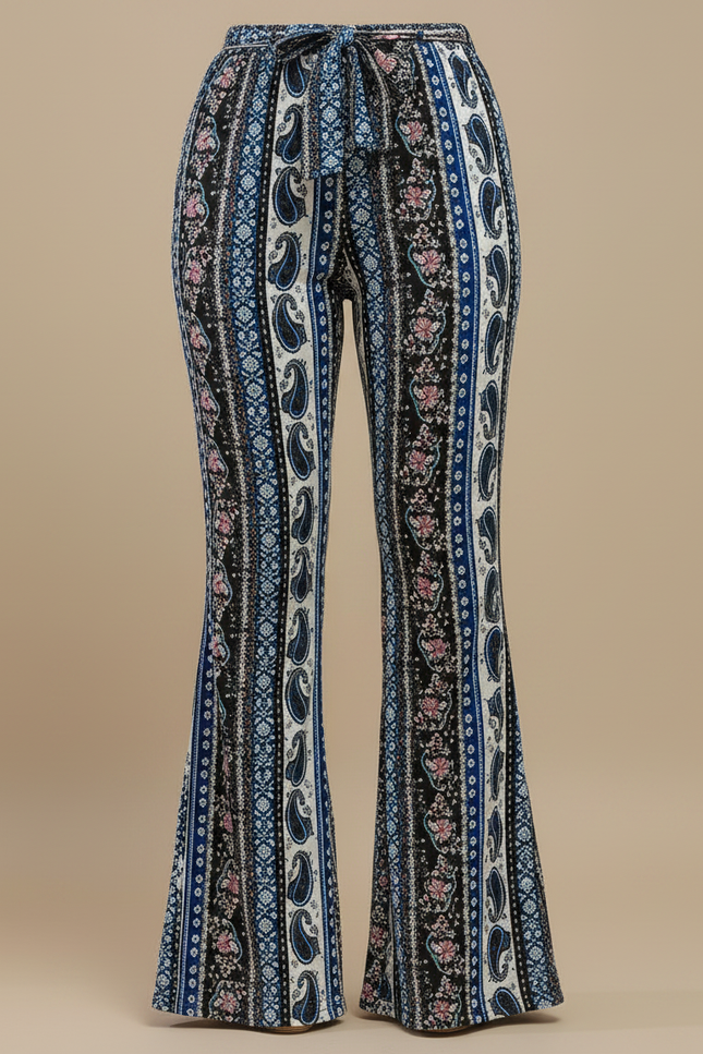 Pantalon Patte D'Éléphant Imprimé Paisley Bohème Taille Haute Fluide - Viscose - vue 3