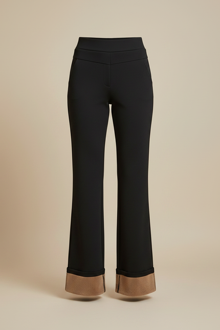 Pantalon Patte D'Éléphant Noir Taille Haute Évasé Hiver - Maille - vue 3