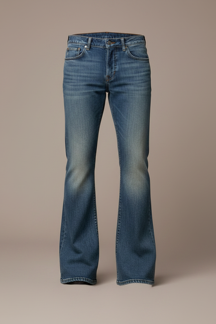 Pantalon Patte D'Éléphant Denim Bleu Vintage Homme Évasé - Jean - vue 3