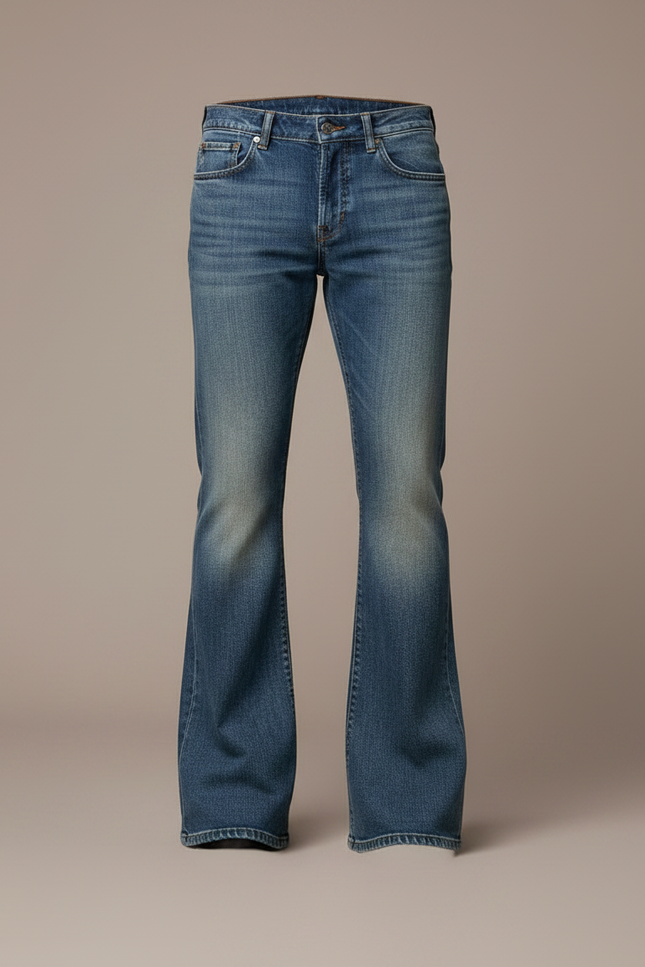 Pantalon Patte D'Éléphant Denim Bleu Vintage Homme Évasé - Jean - vue 3