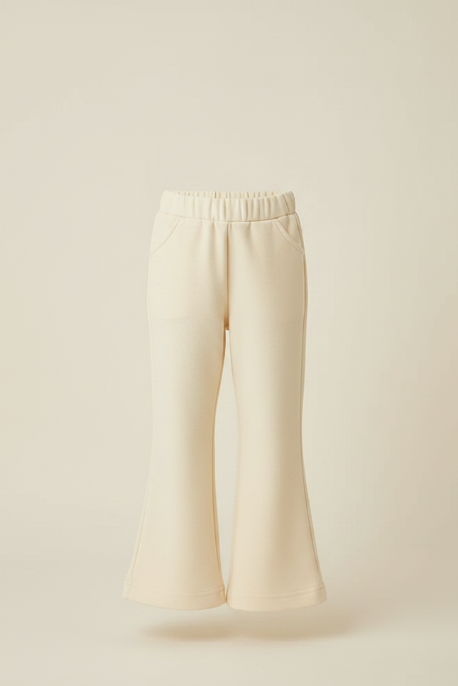 Pantalon Patte D'Éléphant Crème Côtelé Évasé Enfant Confortable - Beige Molleton - vue 3