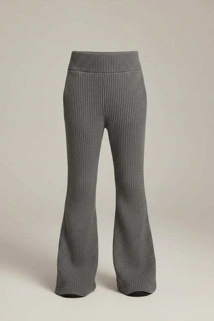 Pantalon Patte D'Éléphant Gris Côtelé Élastique Enfant - Maille - vue 3