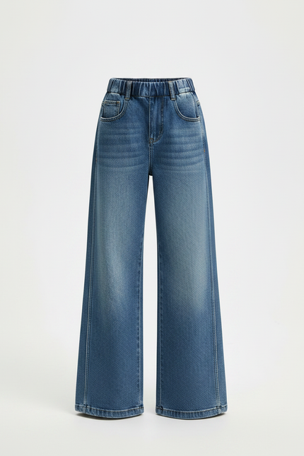 Pantalon Patte D'Éléphant Bleu Denim Ample Enfant Moderne - Jean - vue 3