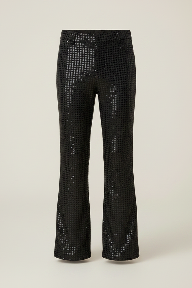 Pantalon Patte D'Éléphant Noir Paillettes Brillantes Évasé Enfant - Polyester - vue 3