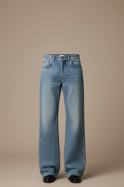 Pantalon Patte D'Éléphant Jean Bleu Délavé Ample Homme - vue 3