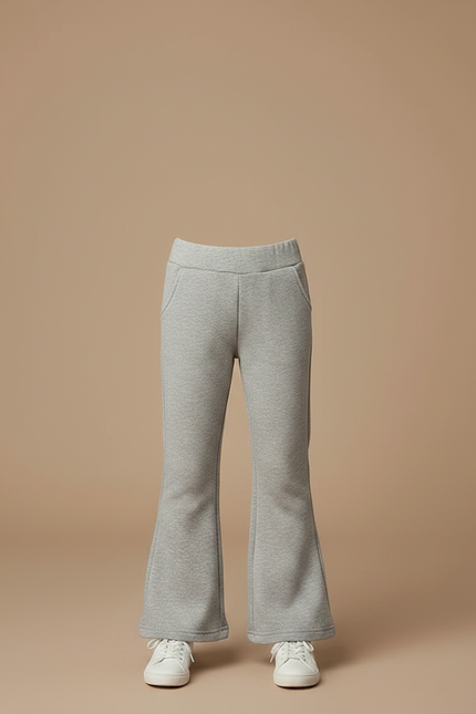 Pantalon Patte D'Éléphant Fille Gris Confortable Évasé - Molleton - vue 3
