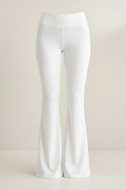 Pantalon Patte D'Éléphant Blanc Taille Haute Évasé Fluide - Polyester - vue 3