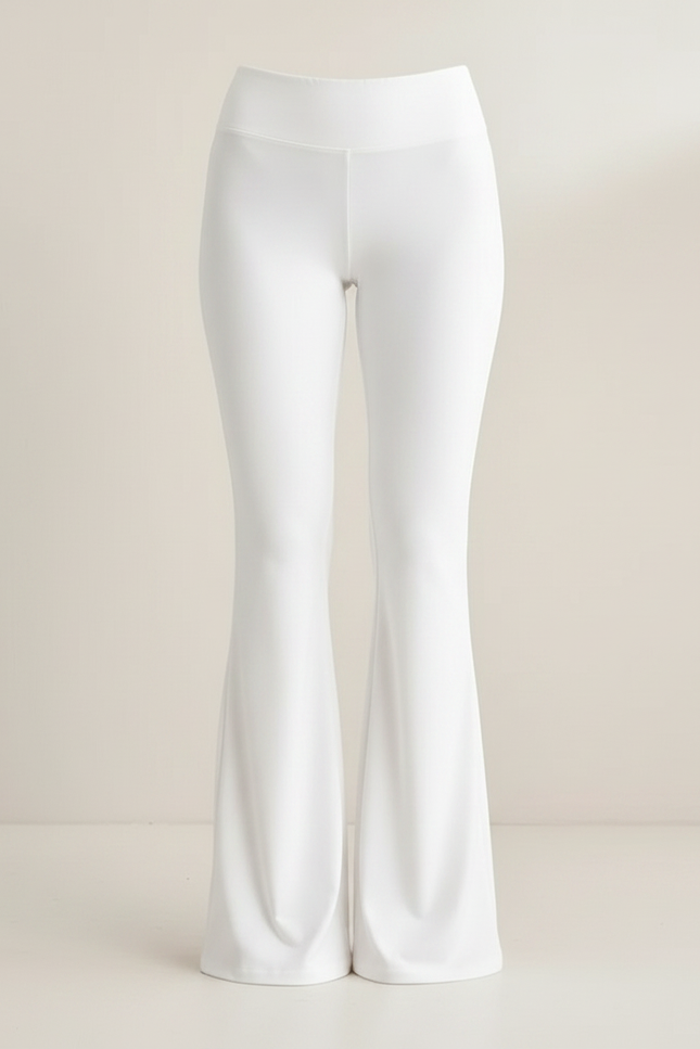 Pantalon Patte D'Éléphant Blanc Taille Haute Évasé Fluide - Polyester - vue 3
