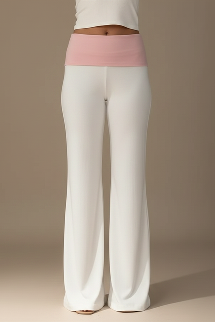 Pantalon Patte D'Éléphant Blanc Évasé Taille Basse Confortable - Viscose - vue 3