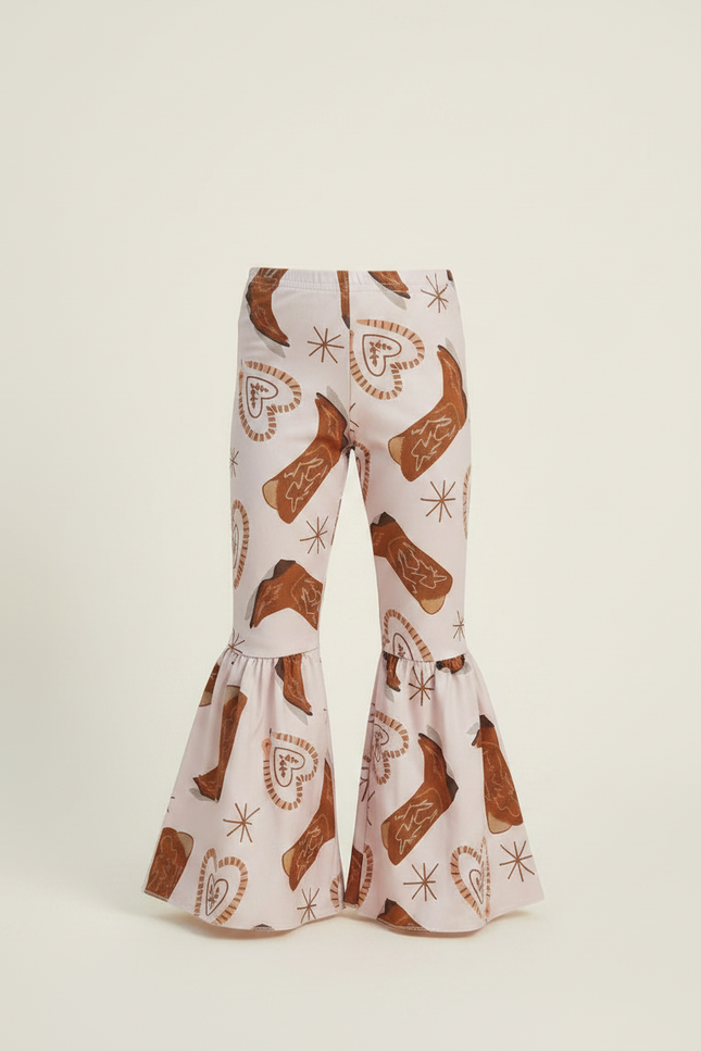 Pantalon Patte D'Éléphant Rose Imprimé Bottes Western Fille - Maille - vue 3