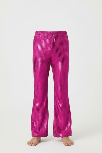 Pantalon Patte D'Éléphant Rose Fuchsia Pailleté Évasé Enfant - Polyester - vue 3