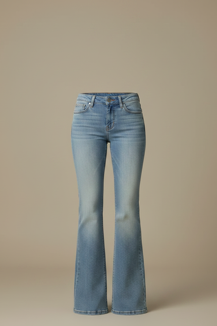 Pantalon Patte D'Éléphant Jean Bleu Clair Taille Basse Évasé - vue 3