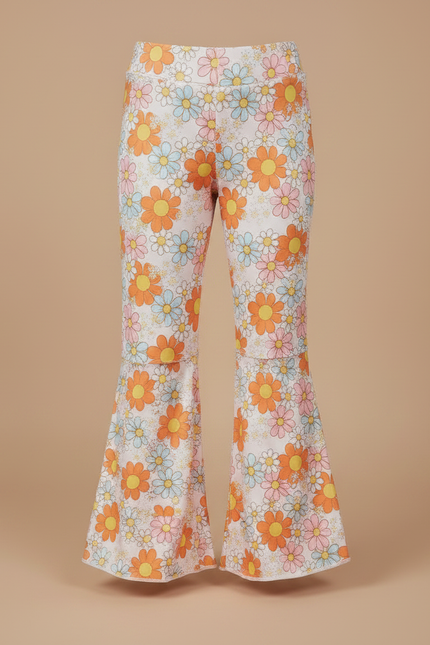 Pantalon Patte D'Éléphant Fleuri Évasé Confortable Fille - Imprimé Maille - vue 3