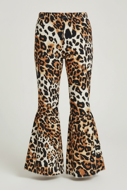 Pantalon Patte D'Éléphant Léopard Imprimé Évasé Confortable Fille - Maille - vue 3