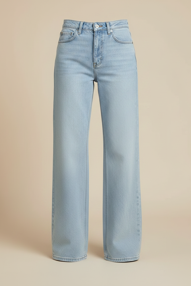 Pantalon Patte D'Éléphant Bleu Clair Taille Haute Ample Délavé - Jean - vue 3