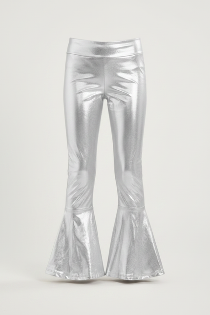 Pantalon Patte D'Éléphant Argenté Brillant Fille Disco Évasé - Polyester - vue 3