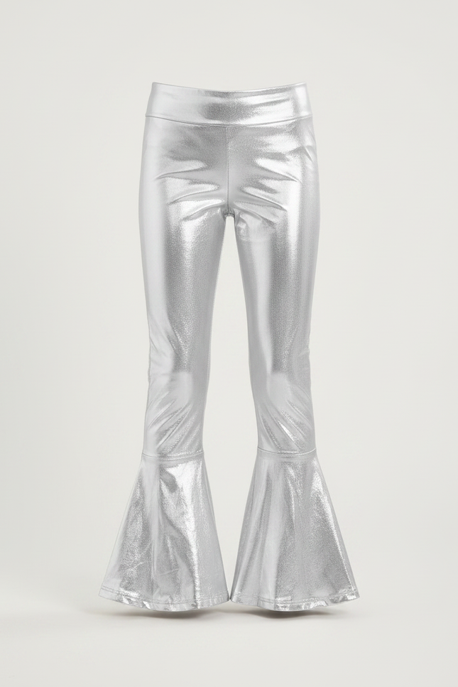 Pantalon Patte D'Éléphant Argenté Brillant Fille Disco Évasé - Polyester - vue 3
