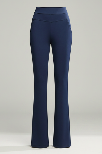 Pantalon Patte D'Éléphant Bleu Marine Taille Haute Élégant Hiver - Polyester - vue 3
