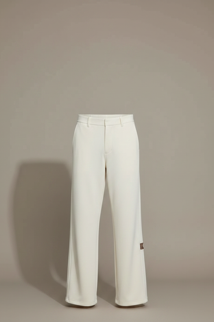 Pantalon Patte D'Éléphant Crème Ample Décontracté Homme Ceinturé - Beige Molleton - vue 3