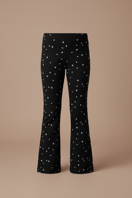 Pantalon Patte D'Éléphant Noir Étoiles Imprimé Confortable Fille - Maille - vue 3