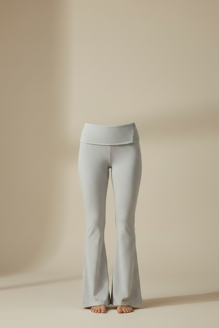 Pantalon Patte D'Éléphant Gris Clair Confortable Évasé Femme - Molleton - vue 3