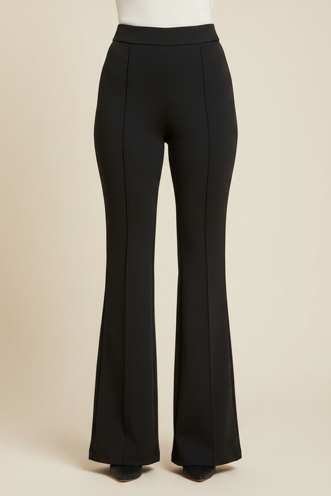 Pantalon Patte D'Éléphant Noir Taille Haute Slim Fluide - Polyester - vue 3
