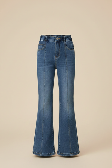 Pantalon Patte D'Éléphant Jean Bleu Évasé Fille Élégant - vue 3