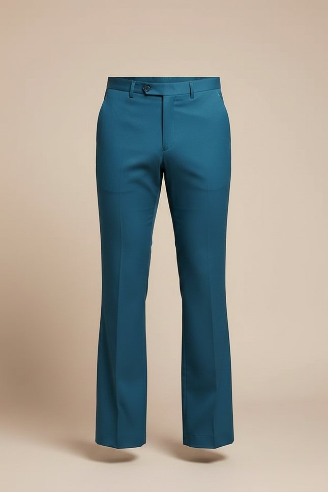 Pantalon Patte D'Éléphant Homme Bleu Canard Formel Élégant - Gabardine - vue 3