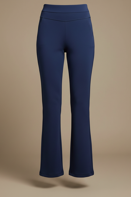 Pantalon Patte D'Éléphant Bleu Marine Élégant Taille Haute - Maille - vue 3