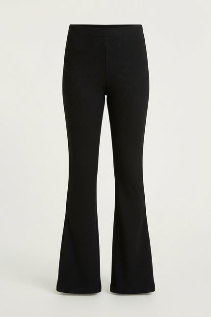 Pantalon Patte D'Éléphant Noir Côtelé Confortable Évasé Fille - Maille - vue 3